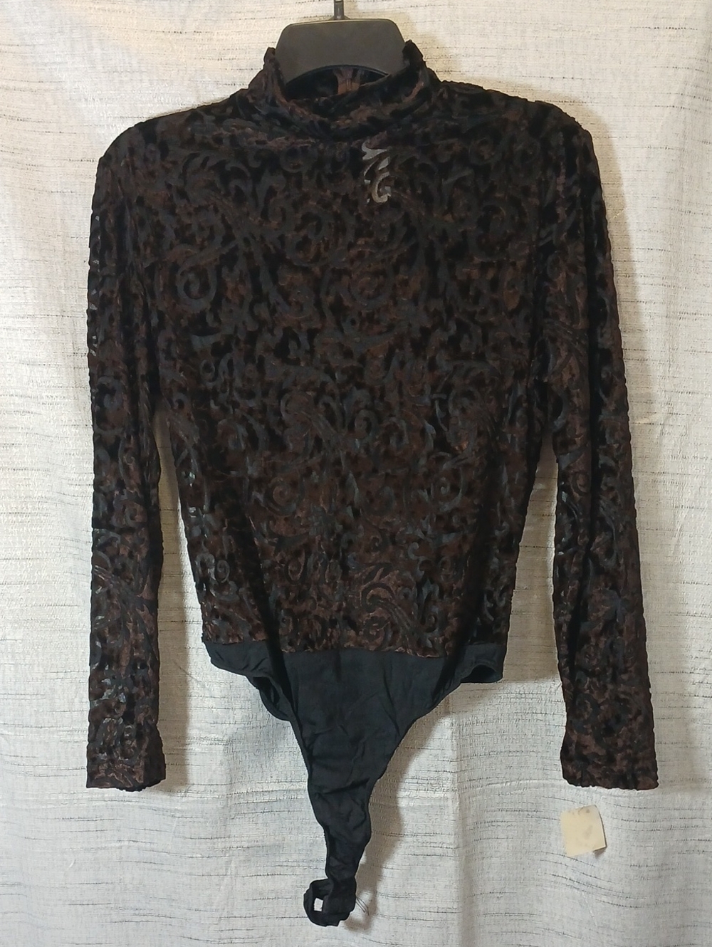 Vintage Kay Celine burnout velvet mock neck bodysuit Sz L NWTi